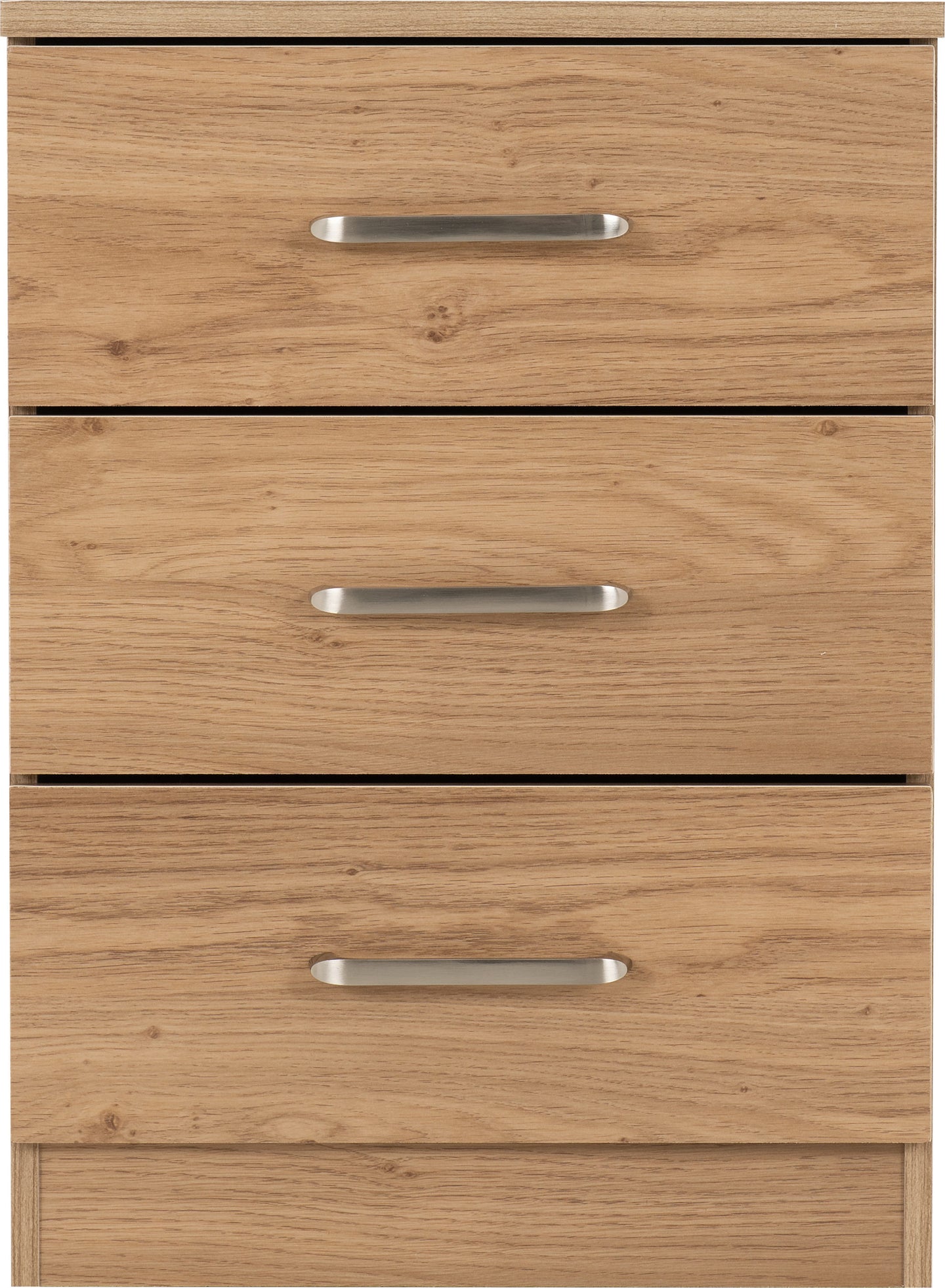 New 3 Drawer Bedside Table - Oak Effect
